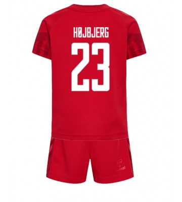 Lacne Dětský Futbalové dres Dánsko Pierre-Emile Hojbjerg #23 MS 2022 Krátky Rukáv - Domáci (+ trenírky)